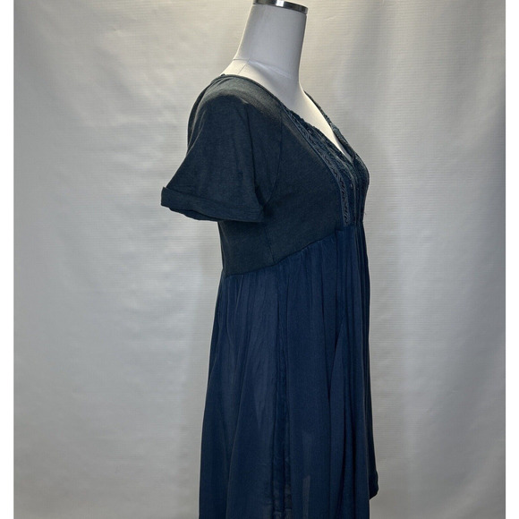 Free People XS Oh So Easy Babydoll Dress Blue Green Embroidered Mirrored Flowy - Picture 2 of 9